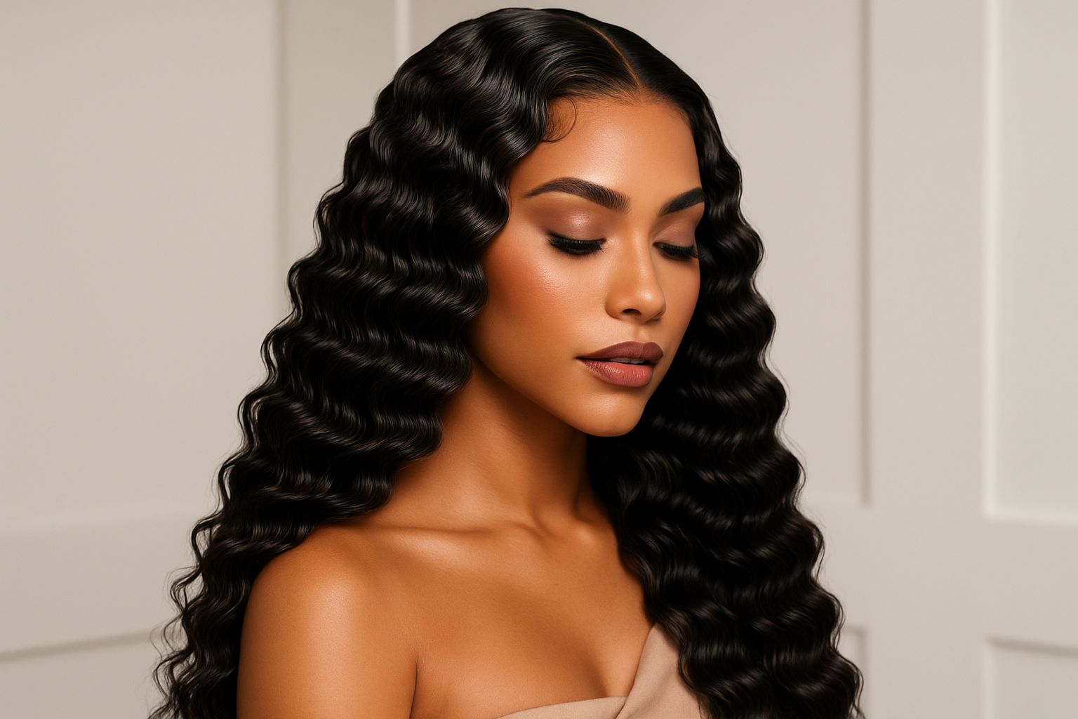deep wave closure wig on model